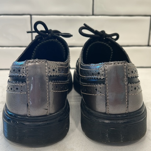 Doc Marten’s Black Metallic Floyd Brogues Loafer Shoes Leather Wing Tip Lug Sole - Picture 3 of 16